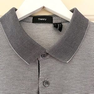 Mens Theory Black and White Polo Shirt - Size L *runs small*
